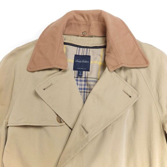 BROOKS BROTHERS Wool Double Breasted Belted Trench Coat Khaki Large Old Money - Picture 5 of 15